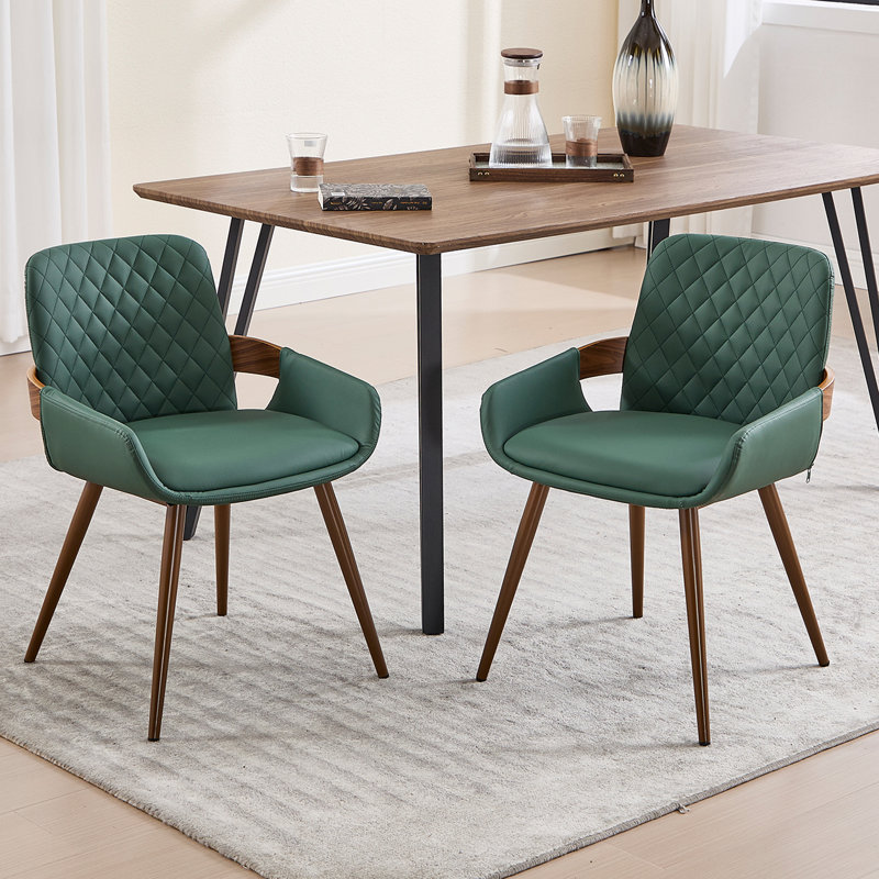 Chaises de salle à manger rembourrées en similicuir de polyuréthane moderne, Vert