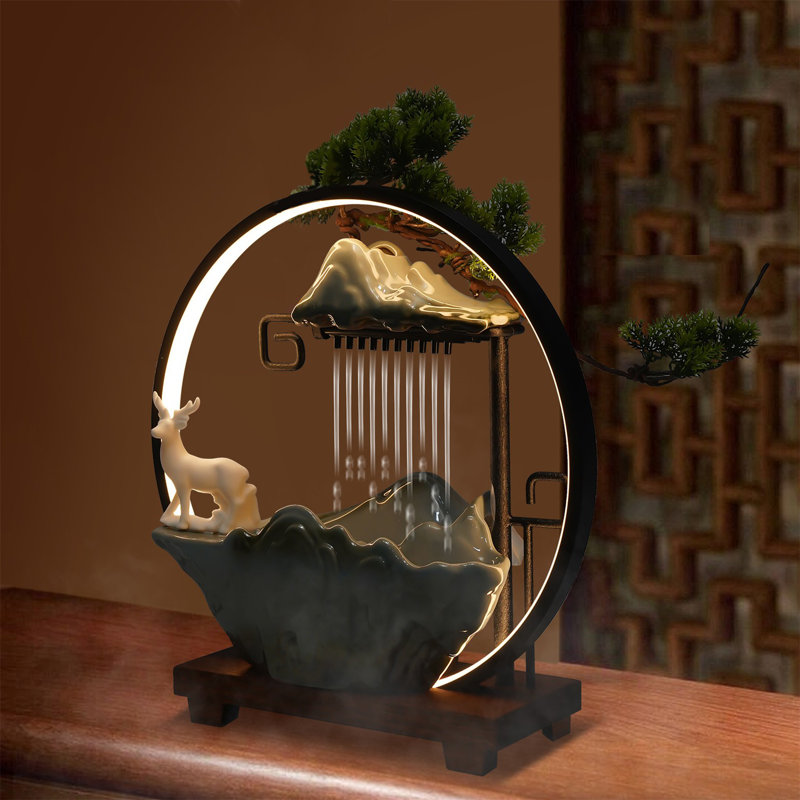 Fontaine en bois avec lumière Chadd
