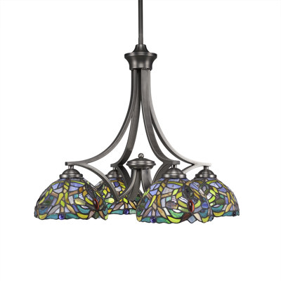 Lustre 4 lumières Zilo avec verre d'art kaléidoscope 7 po Zilo