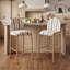 Tabouret de comptoir rembourré avec structure en métal 27,36 po H, ensemble de chaises de cuisine moderne, boucle brun clair rayé-2062437888