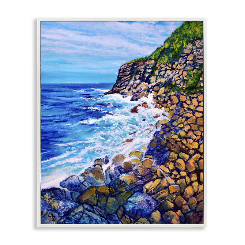 Giclée Cliffside Ocean, encadrée par Lee Ann Zirbes, Encadrement giclée blanc côtier, H 30 po x l 24 po