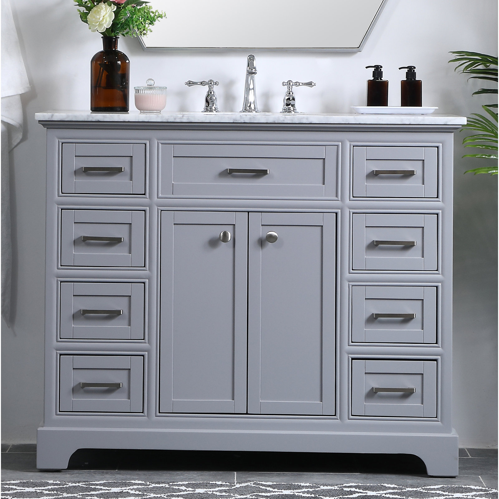 Hermes 42" Single Bathroom Vanity, Light Gray