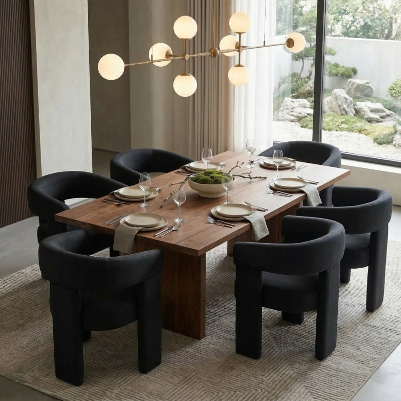 Chaise légère et luxueuse en velours, Noir