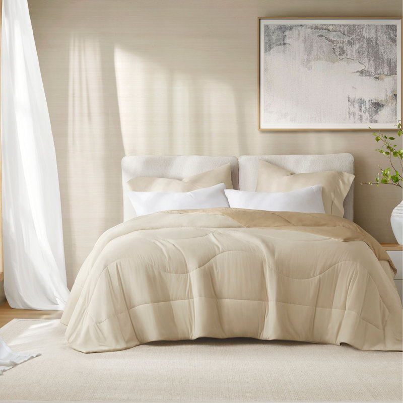 Couverture d'édredon réversible 1 pièce Tencel, Linen, King Comforter