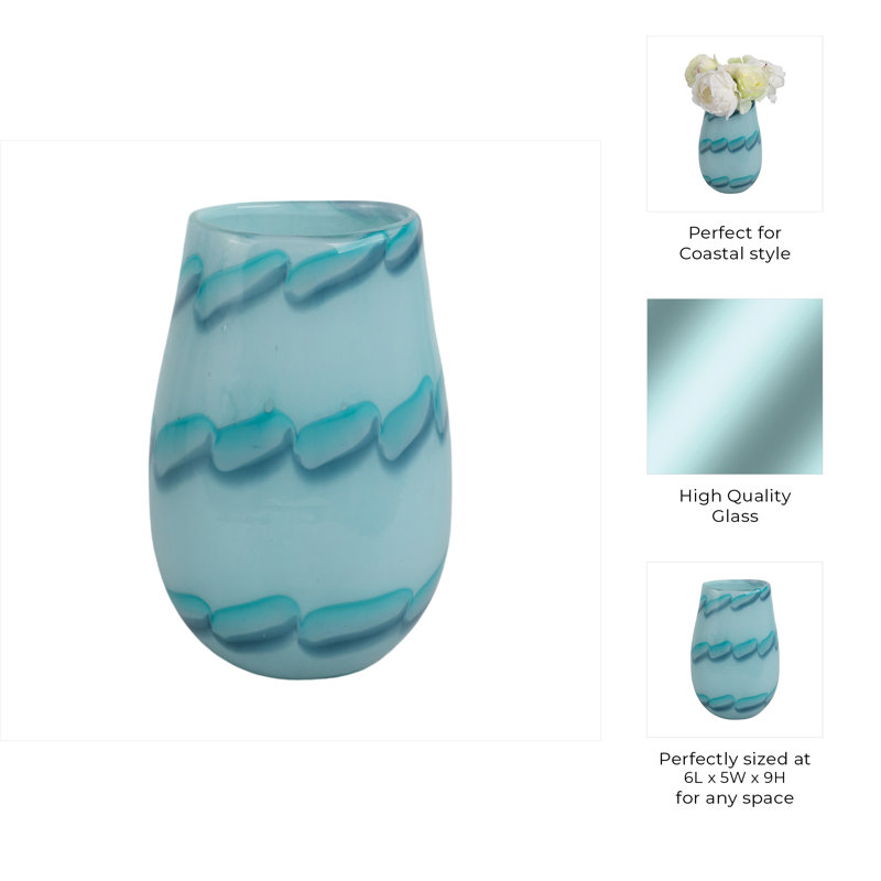 Handmade Glass Table Vase, 9" H x 6" W x 5" D