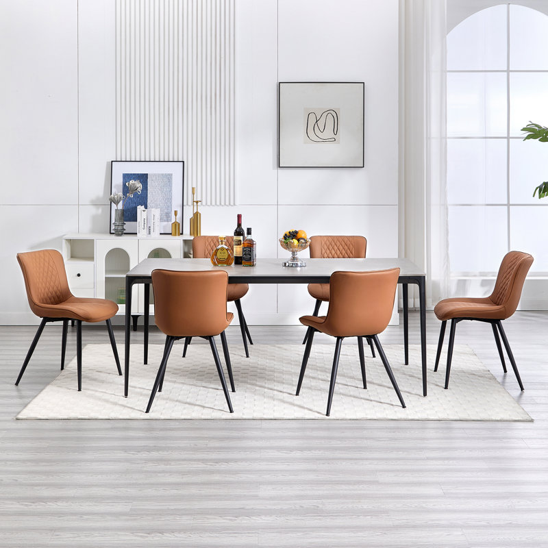 Modern faux leather side dining chair, Brown