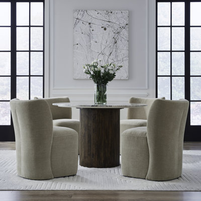 Faouzi Upholstered Dining Chairs w/ Casters 