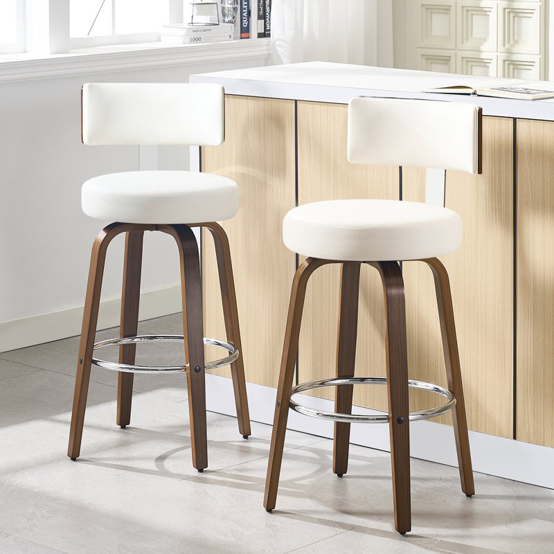Tabouret de bar et de comptoir pivotant rembourré, Blanc, Tabouret de bar (siège d'une hauteur de 29 po)