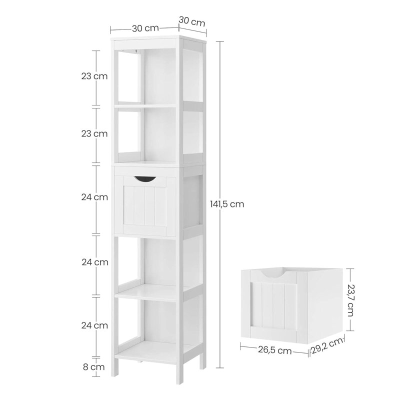 Engineered Wood Freestanding Bathroom Cabinet, White