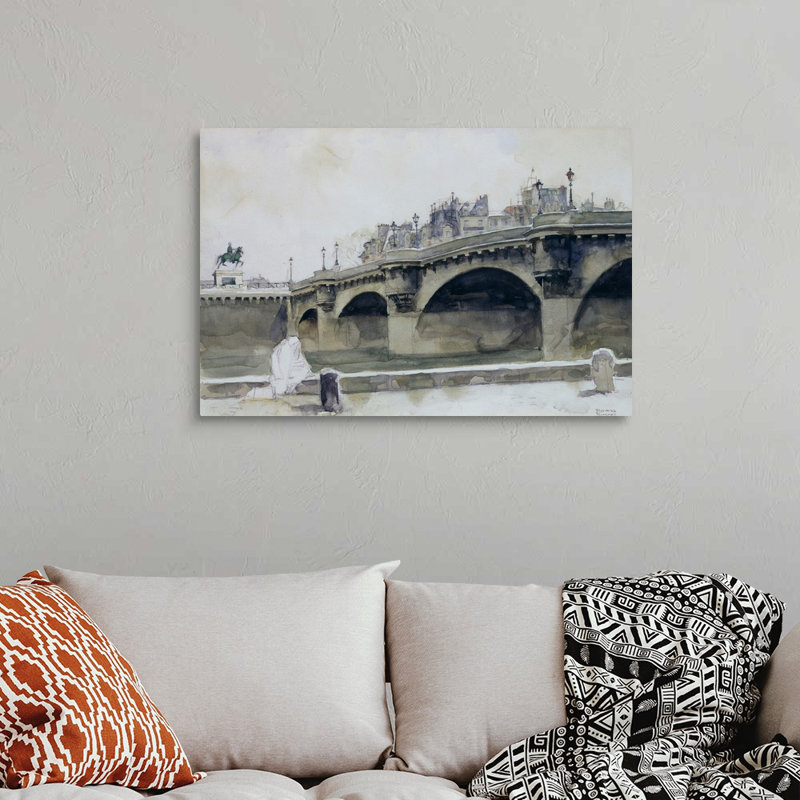 Art mural sur toile Paris Bridge, H 24 po x l 36 po x P 1,25 po, Toile tendue