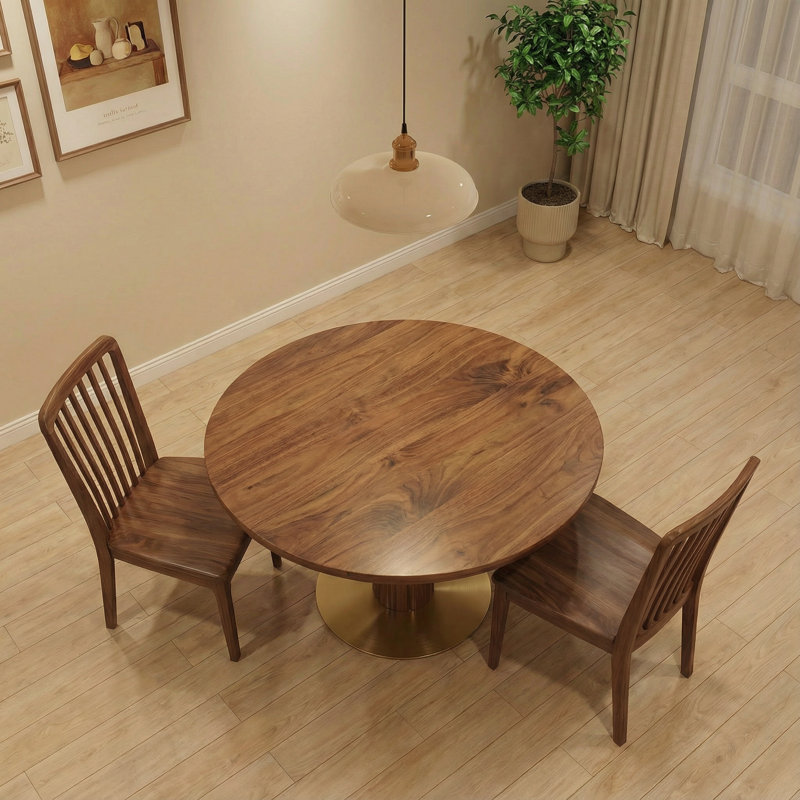 31.5-inch Solid Wood Top with Solid Wood Legs Round Modern Dining Table