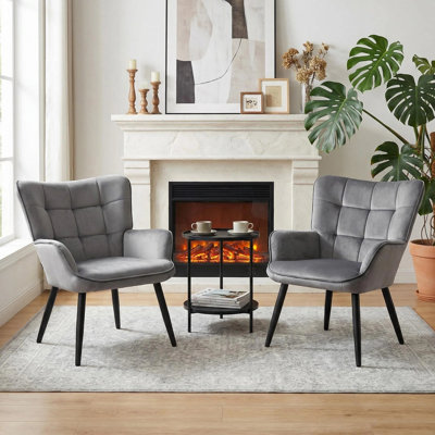 Modern Mid Century Accent Chair With Backrest & Metal Legs