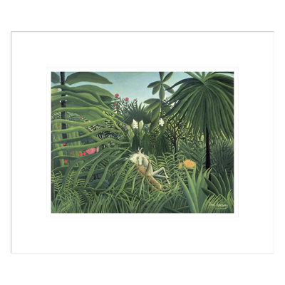 «Jaguar Attacking a Horse» par Henri Rousseau, impression giclée sur cadre