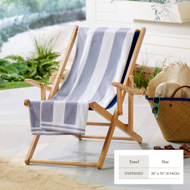  Edgartown 100% Cotton Modern  Stripe Beach Towels, Lavender Purple