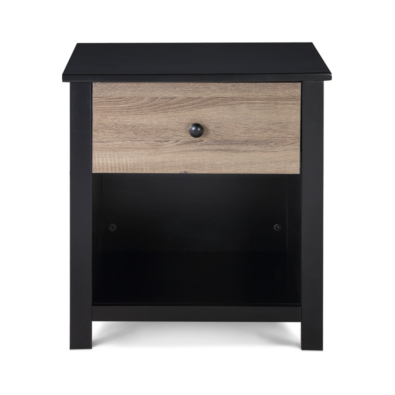 Connelly Toddler Bed and Nightstand Bundle, Black, Black