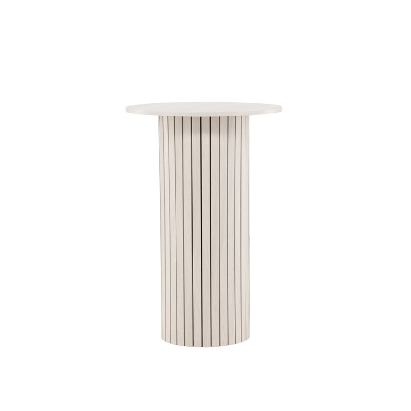 Damarien Round Metal Base Dining Table, Whitewash