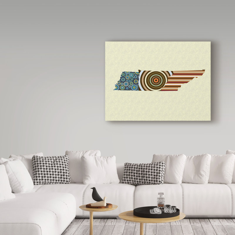 «Tennessee State Map» par Buckey, impression sur toile tendue, H 14 po x l 19 po x P 2 po