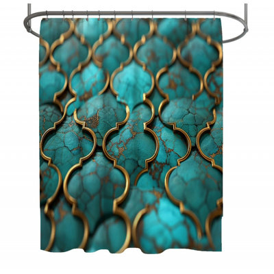 Moroccan Ceramic Bathroom Shower Curtain