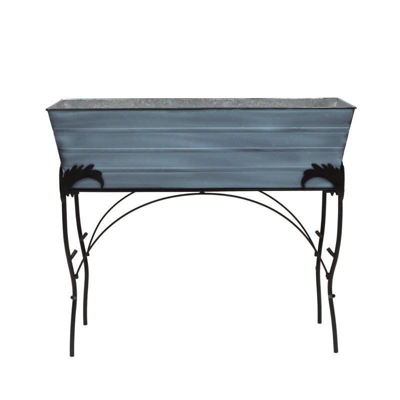Lawrence Hill Metal Elevated Planter, Nantucket Blue, 30"H x 35.25"W x 11"D