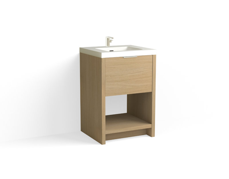 Vista 24" W Freestanding Single Bathroom Vanity, White Matte, Biondo/Polished Nickel, Single-Hole