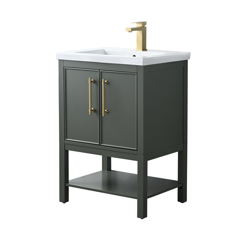 Ensemble de meuble-lavabo simple 24 po Jewell, Vert rétro
