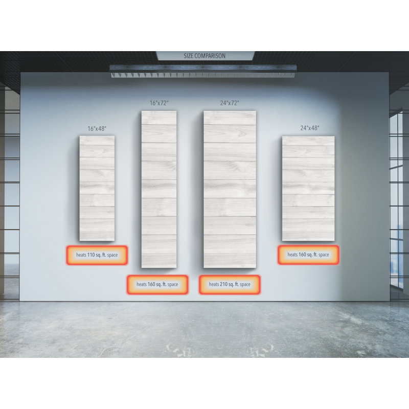 White Tempered Glass Radiant Wall Mounted Heater, 16x48