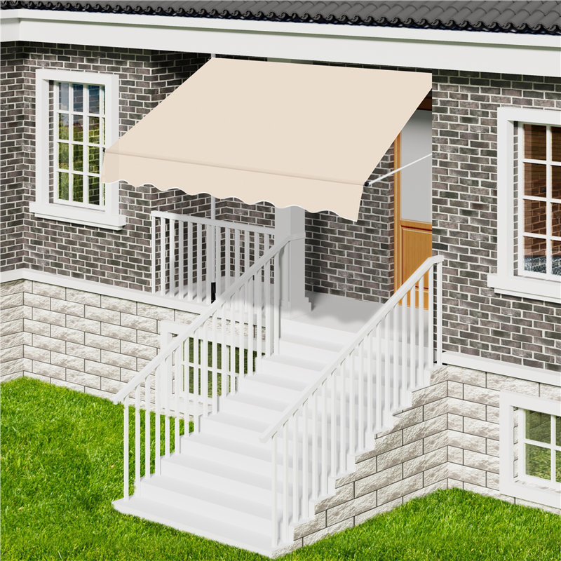 118" L Manual Retractable Awning For Patio Balcony Courtyard, Beige, 118" H x 79" W x 47.2" D