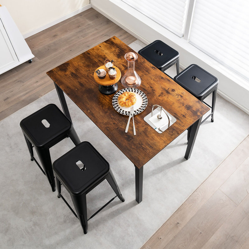 Counter Stool with Metal Frame, Black, Counter Stool (24” Seat Height)