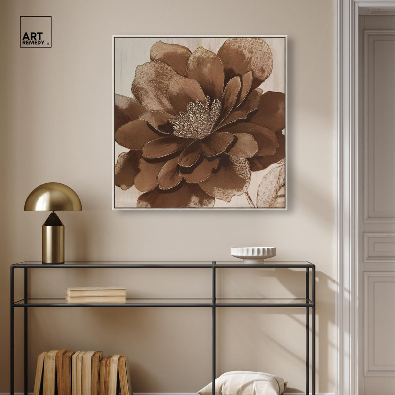 «Bronze Flower I», reproduction d'art sur toile par Art Remedy, cadre argenté, 30 x 30, H 31 po x l 31 po, Cadre argenté
