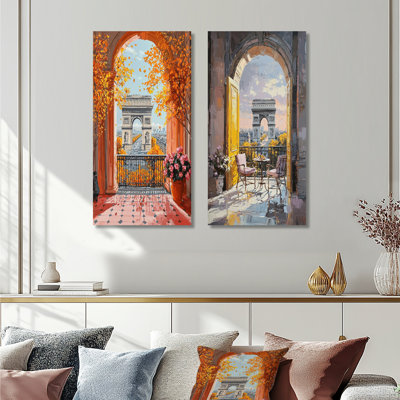 Yellow Yellow Arc De Triomphe Views In Paris III - City Paris Wall Art 2 Pieces Set