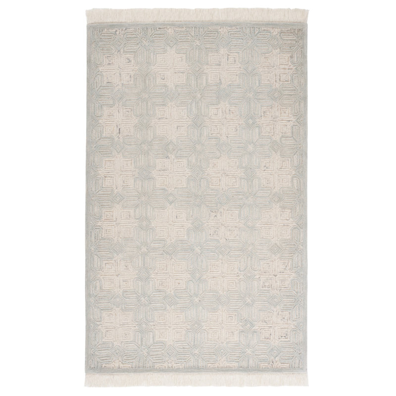 Hillyer Hand Woven Wool and Cotton Geometric Area Rug, Rectangle 3' x 5'