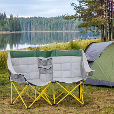 Chaise pliante portative pour les événements extérieurs et les voyages en camping, gris