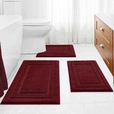 Ensemble de tapis de salle de bain 3 pièces avec envers antidérapant