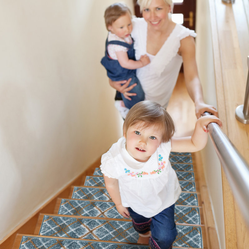 Tapis d'escalier intérieur antidérapant 9 po x 28 po Wrightsville, Bleu sarcelle