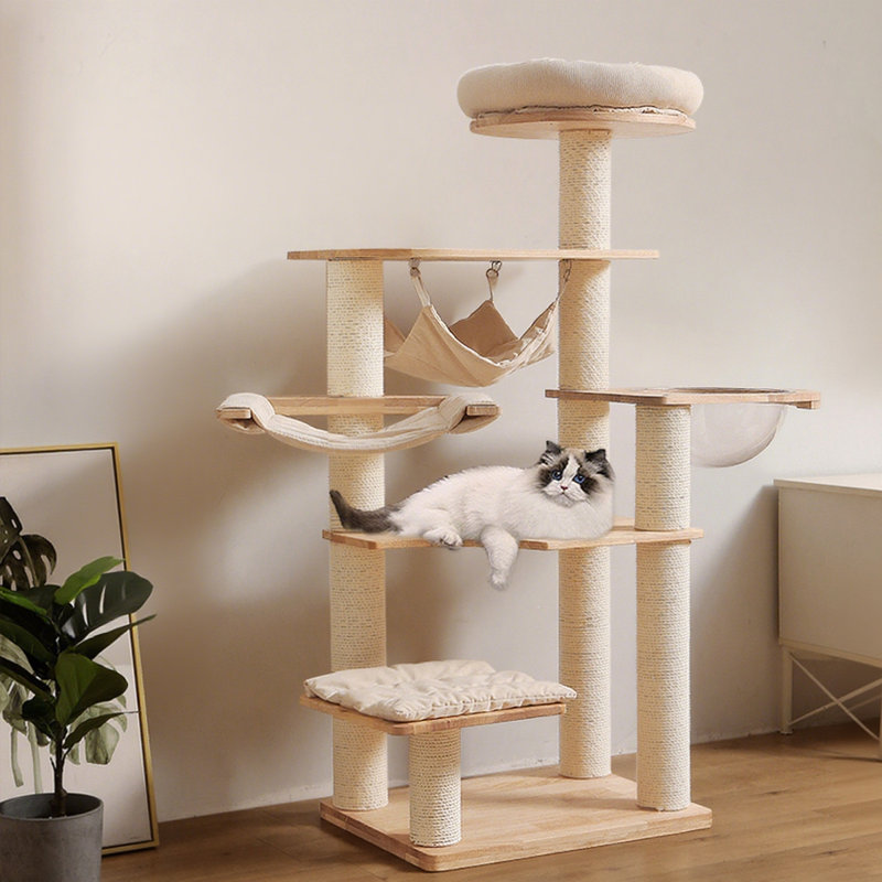 Arbre à chat 6 niveaux avec condons, perchoir, griffoirs, H 57,09 po x l 19,69 po x P 48,5 po
