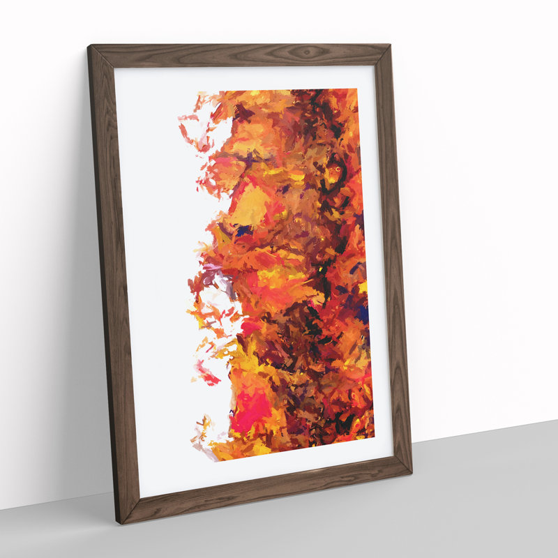 Faithful Flame Abstract - Single Picture Frame Painting, 46cm H x 34cm W x 2cm D, Walnut