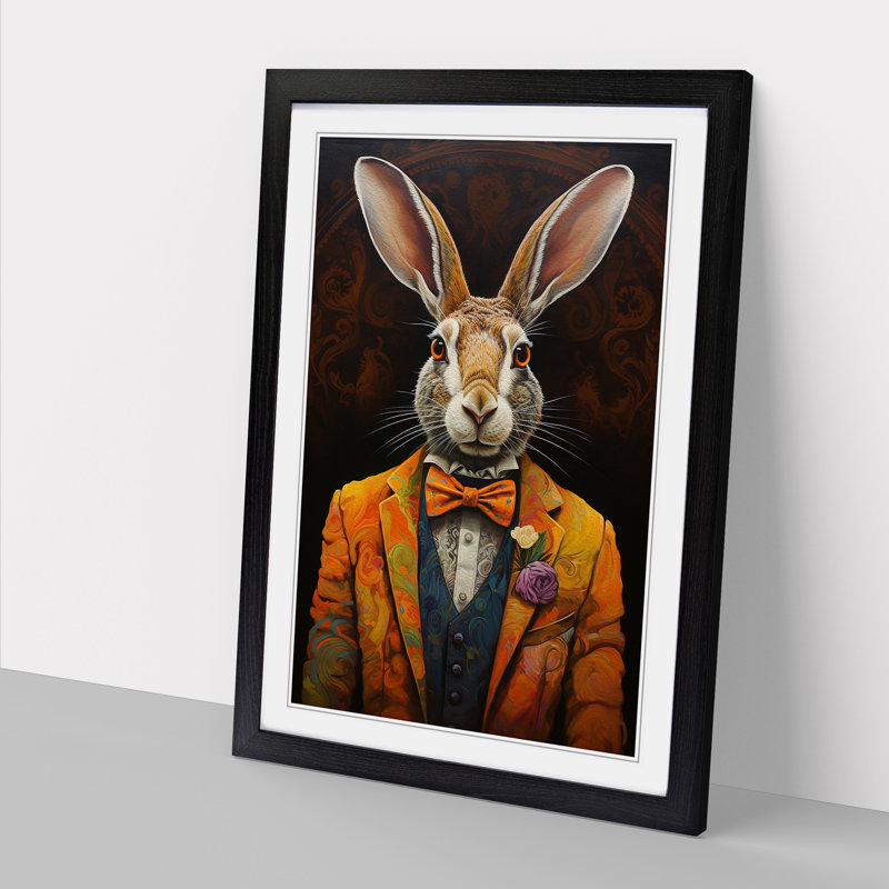 Hare Contemporary - Framed Print, Black, 34cm H x 25cm W x 2cm D