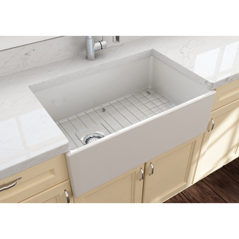 33'' L Farmhouse Kitchen Sink, Biscuit