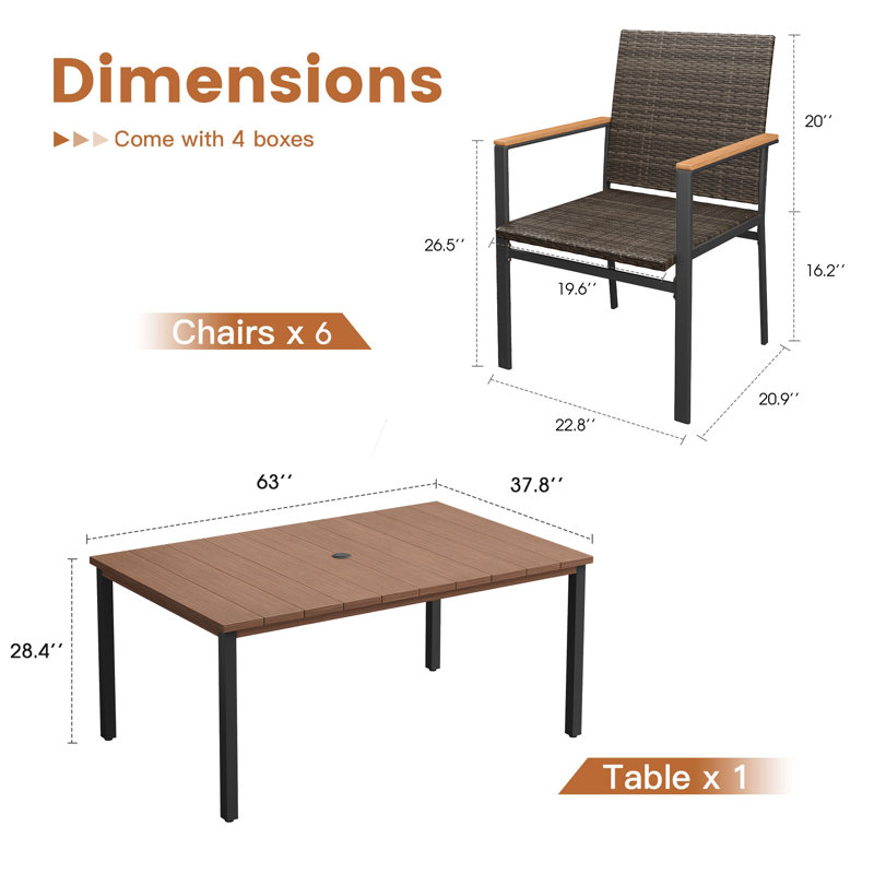 patio dining set, Noir / brun