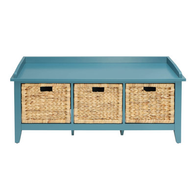 Beige And Teal Bench With 3-Drawer