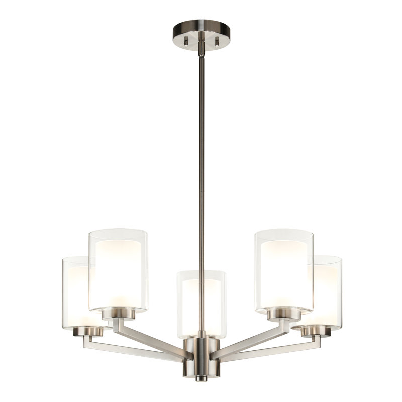 5 - Light Iron Dimmable Chandelier, Brushed Nickel
