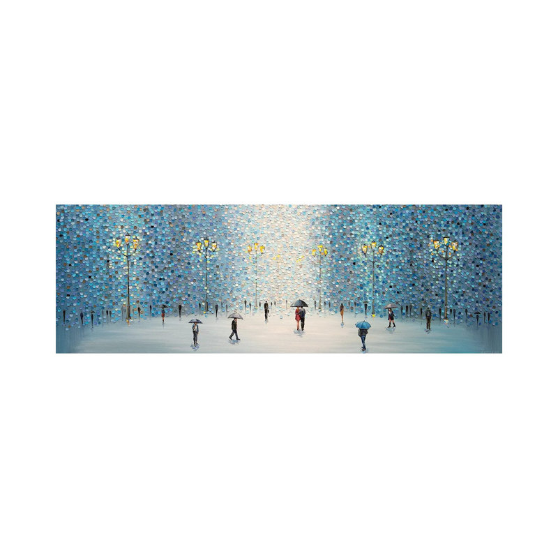 Rainy Street Lights- Gallery-Wrapped Canvas Giclée, 12" H x 36" W