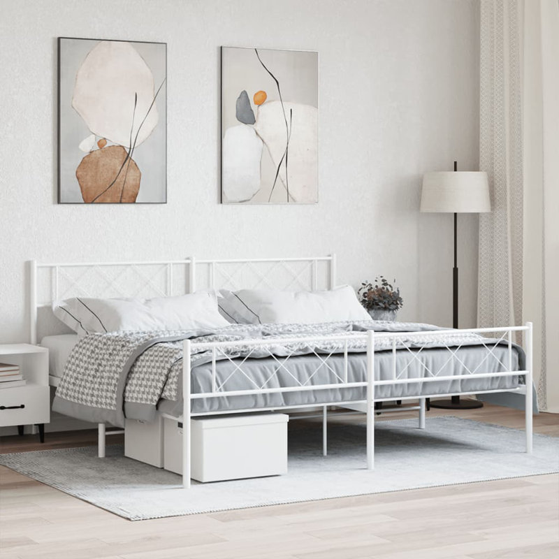 Nicodemo Metal Bed, Split California King, White