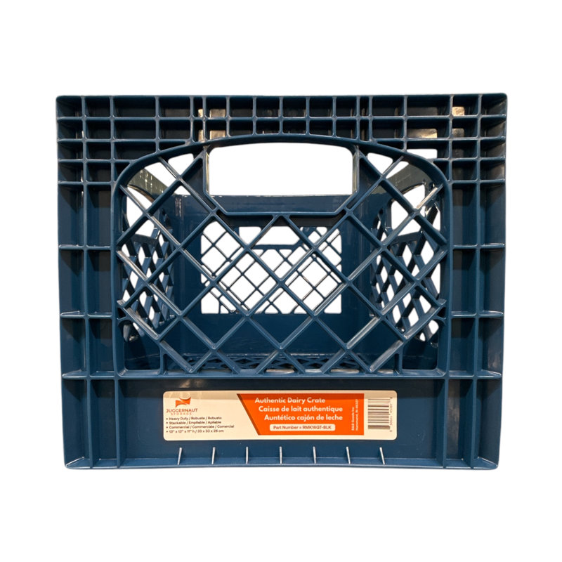 Juggernaut Storage 16QT Heavy-Duty Plastic Square Milk Crate, Blue