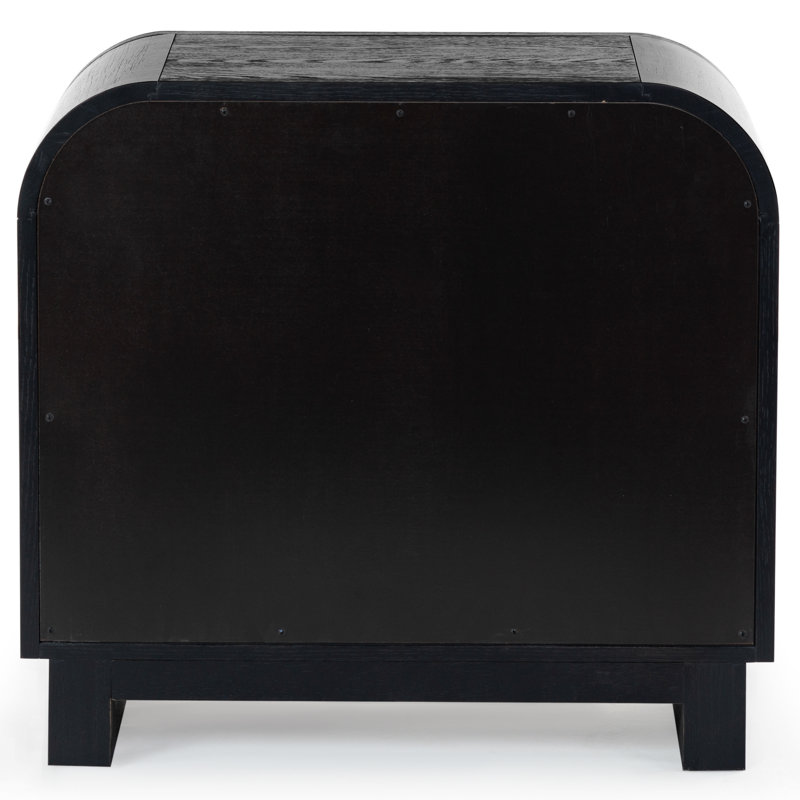 Dinah 2 Drawer Wood Nightstand, Black
