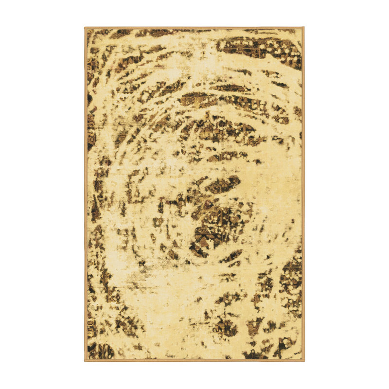 Tapis brun abstrait lavable à la machine 2330 Abstract, Rectangle 8 pi x 10 pi