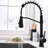 Black Kitchen Faucet With Pull Out - 360 Rotation For Sink Down Single Hole Sinks