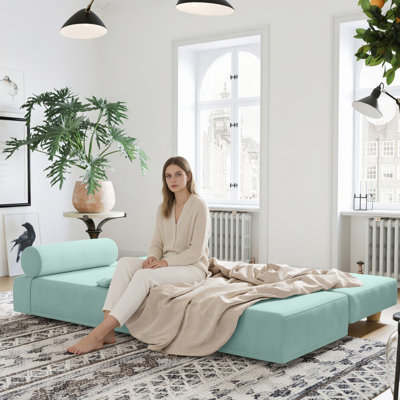 Lit de jour convertible Kaylena ‑ canapé-lit pliant avec matelas pour taille de lit grand et oreillers en mousse mémoire de forme