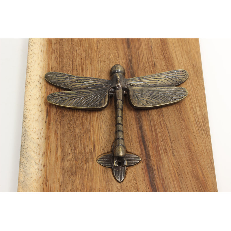 Brass Dragonfly Wood Napkin Holder
