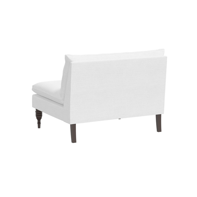 Red from Scalamandre Crafted by Cloth & Company Concord Settee in Solids, Slubby White Linen